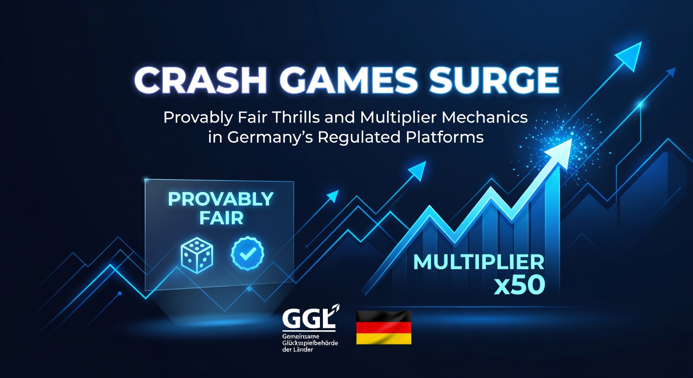 Grafik eines Crash-Games mit steigender Multiplikator-Kurve auf einem regulierten deutschen Online-Casino-Bildschirm