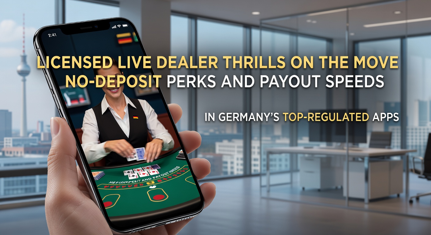 Smartphone mit Live-Dealer-Roulette in einer regulierten deutschen Casino-App, umgeben von Grafiken zu Boni und schnellen Auszahlungen
