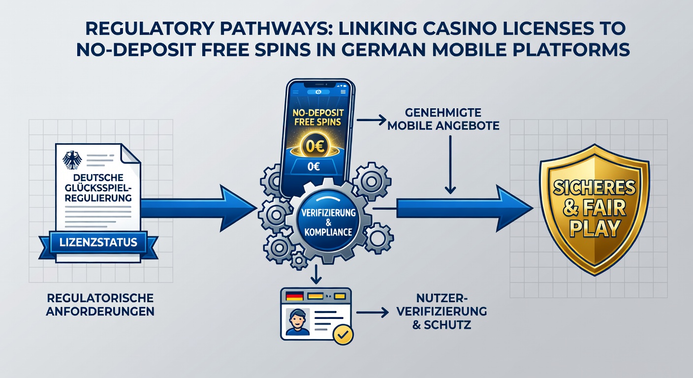 Mobile Casino-App-Oberfläche mit lizenzierten No-Deposit-Free-Spins und regulatorischen Hinweisen